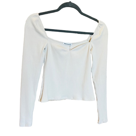 Reformation October Top Bone Color Size M New with Tag Stretchy soft fabric - Picture 9 of 14